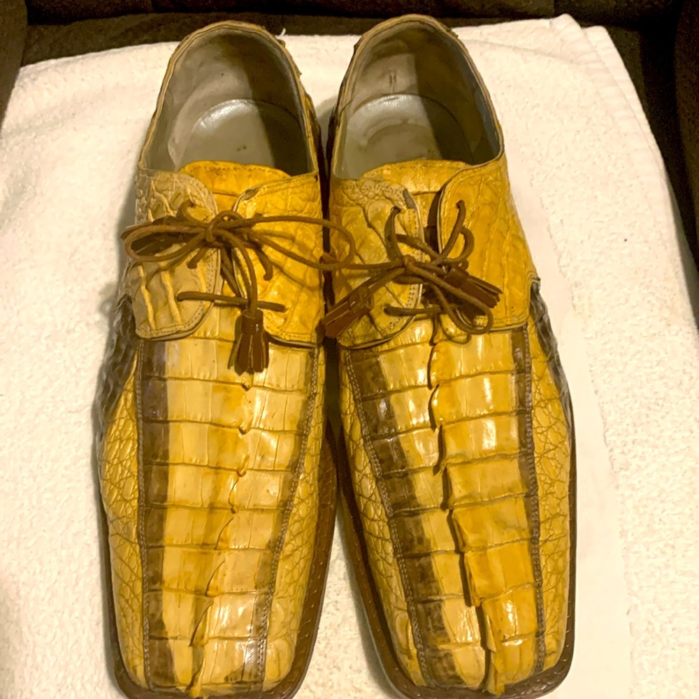 Mauri Tan and brown horn back alligator mens size 13